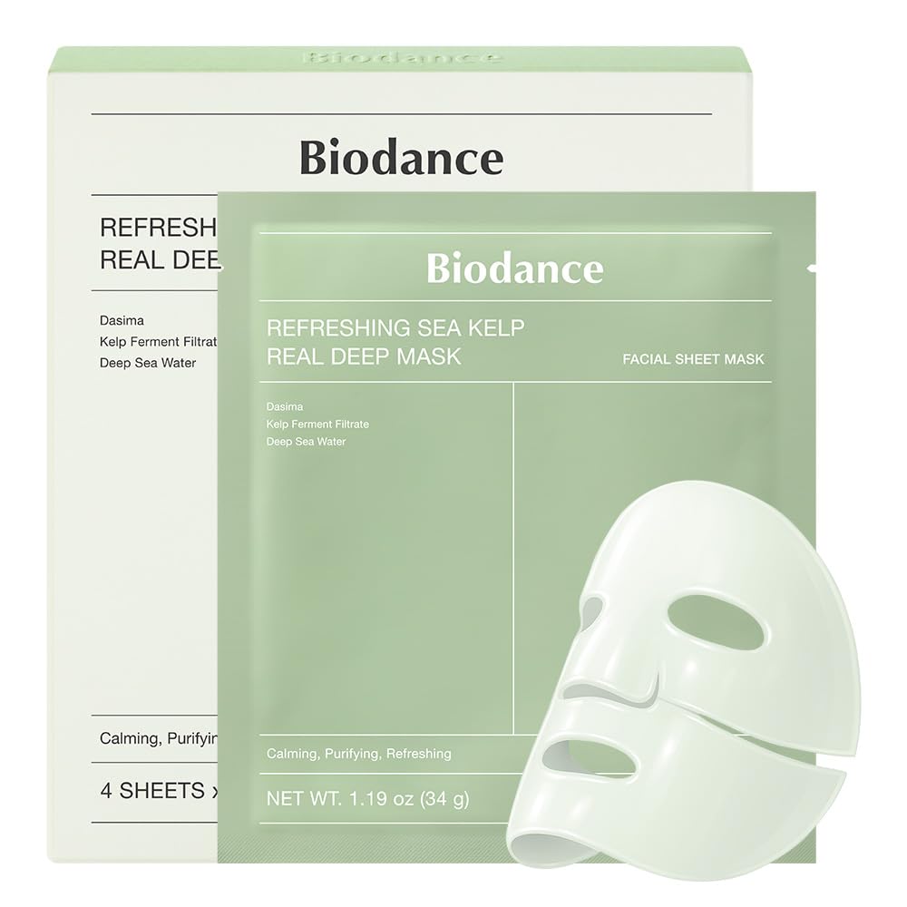 BIODANCE Bio-Collagen Real Deep Mask, Hydrating Overnight Hydrogel Mask, Pore Minimizing, Elasticity, Plumping Improvement, Korean Skincare, Stocking Stuffers for Teen Girls | 1.19oz(34g) x 4ea